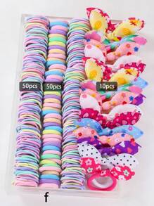 890pcs/Pack Kids Pink Heart & Bow Decor Hair Clips, Hairbands, Ponytail Holders, Hair Accessories, Everyday Use And Gift