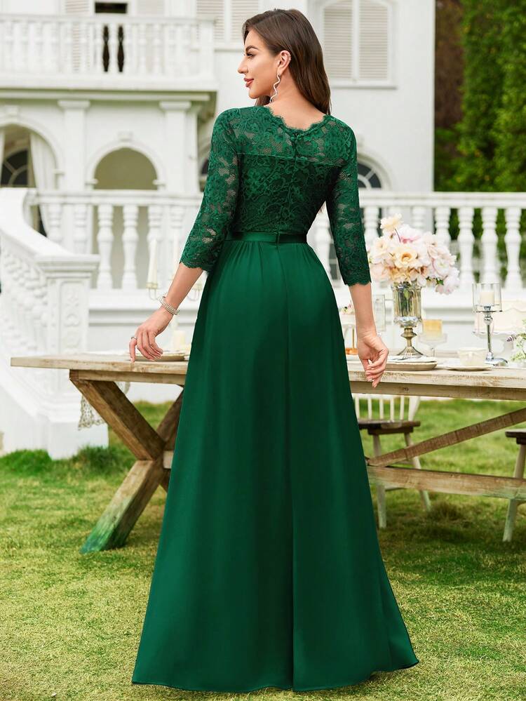 slim fit dress slacks Kenzie Green Lace Cutout Maxi Dress