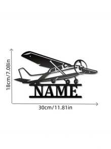 1 Peça Decoração de Ferragem Personalizada com Padrão de Aeronave, Personalização Personalizada com Seu Nome, Logotipo de Ferragem de Aeronave Preta da Moda, Elementos de Aeronave da Moda, Arte de Parede de Metal - O Presente Mais Recente para Entusiastas de Aeronaves