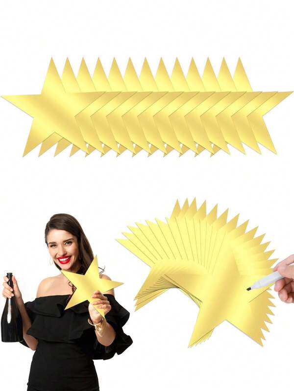 10pcs 11 Inch Large Gold Star Cutouts Gold Star Decorations Double Sided Printed Paper Stars For Graduation Party Decorations Bulletin Board Decorations Classroom Wedding Birthday Party