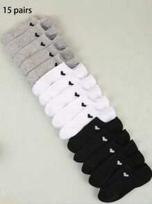 6/9/15 paia di calzini unisex multicolore alla moda e versatili, calzini alla caviglia traspiranti a forma di cuore, calzini invisibili, calzini casual minimali a taglio basso, assorbenti l'umidità, adatti per tutte le stagioni e occasioni
