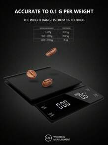 1 pieza Balanza digital LED para el hogar con temporizador, base impermeable, escala para cocina/hornear, pesar vegetales y frutas, botón táctil para cambio de unidades, para pesar té, utensilio de cocina (Pilas no incluidas) [Nueva Oferta de Cocina de Año Nuevo]