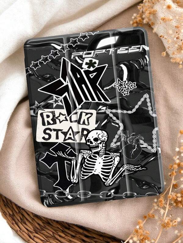 Skeleton Collage Elements Protective Case Compatible With IPad Air 11-In.(M2)-2024/2025,IPad 10th Generation , IPad 9th/8th/7th Generation 10.2 Inch Cover ,With Auto Wake/Sleep,Four Corners Anti-Fall,Built-In Pen Tray
