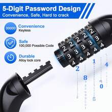 NDakter Bike Chain Lock, 5 Digit Combination Heavy Duty Anti Theft Bicycle Chain Lock,2.62/3.2/4.27/5/6Ft Long Security Resettable Bike Locks For Bike, Bicycle, Scooter, Door, Gate, Fence-4/6mm Thick - Black - View 3