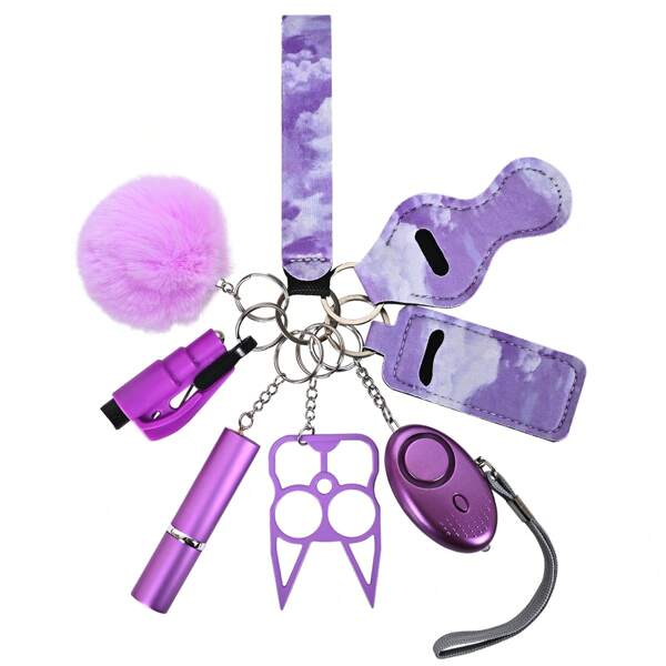 Lady Multifunctional Self-Defense Key Chain-Key Chain, 8 Very Practical Key Chains.Including Window Breaker/Perfume Bottle Holder/Alarm/Picker And Other Items, Thebest Gift For Girlfriend, Mother, Colleagues And Friends To Protect Them