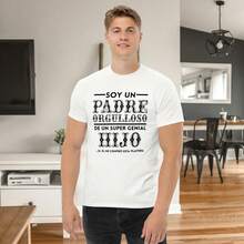 Playera Día Del Padre. " Soy un padre Orgulloso ". Regalo día del Padre. Celebración Papá. Camiseta para Papá. Manga Corta. Cuello redondo. Camiseta Blanca.. - Blanco - Ver 3