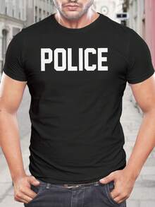 Camiseta de policía negra de manga corta, camiseta de agente, regalo para agentes de la ley, camiseta de apoyo a la línea azul fina para marido - Negro - Ver 1