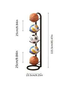 Conjunto de suporte para bolas de metal de fácil montagem, suporte para bolas de basquete multicamadas com base redonda grande - Suporte para bolas esportivas de metal resistente para basquete, futebol e vôlei - disponível em vários tamanhos - Multicolorido - Ver 9