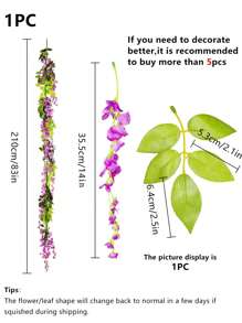 1/4 Pcs Artificial Flowers Garland,Total 28.8ft Artificial Wisteria Vine Silk Hanging Flower For Home Garden Outdoor Ceremony Wedding Arch Floral Decor