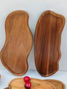 1/2pcs Rosewood Tray, Creative Cloud Shaped Wooden Tray, Peanut Tray, Tableware Tray, Multi-Functional Wooden Tray For Kitchen, Outdoor, Living Room, Dining Room, Suitable For Snacks, Bread, Coffee, Fruits, Cakes, Valentine's Day Star & Moon Lantern Pattern - Brown - View 7