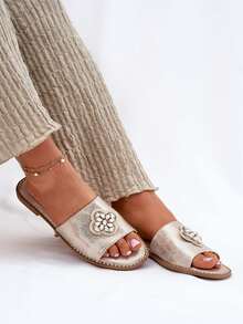 女士时尚百搭休闲拖鞋，夏季 - 金色 - 查看 6