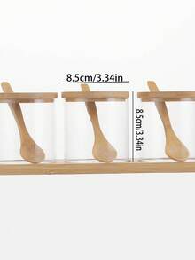 Glass Round Wooden Spoon Storage Jar With Wooden Spoon High Borosilicate Glass Seasoning Jar Multi-Purpose Storage Sealed Jar Candy Tea Jar. - Multicolor - View 2