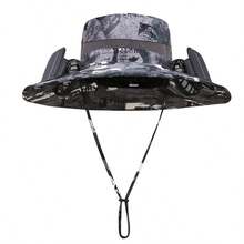 太阳能风扇遮阳帽，宽檐渔夫凉风帽，男女通用户外钓鱼徒步遮阳帽 - 彩色 - 查看 12