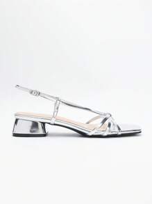 Sandalias de tiras con tacón medio, elegantes y sexy de estilo minimalista con punta abierta, nuevos lanzamientos de verano para mujeres
