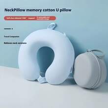 定制您的姓名/照片 凉爽感觉 U 型枕记忆泡沫颈部支撑枕，旅行飞机枕，便携式可折叠颈枕，办公室午休必备 - 彩色 - 查看 8