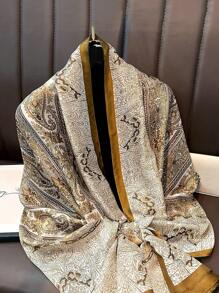 FADZOYLE 1 Stück 180*90CM Boho Stil Schal mit Paisley Geometrisches Muster, Umschlagtuch und Wrap Cape, Hidschab Bandana Kopf Wickel, Abayas Accessoires, Strandüberwurf Sarong, Sonnenschutz, leichte, große, elegante Modeschal Kollektion aus satiniertem Seidengefühl, Geschenk, Reise, Hochzeit, Braut