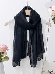 1 件女士优雅纯色网眼透明围巾，轻盈透气配饰 - 彩色 - 查看 18