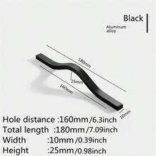 1 Pc Simple Aluminum Alloy Black Brushed Furniture Cabinet Door Handles Curved Wardrobe Drawer Cabinet Door Handle Furniture Hardware
