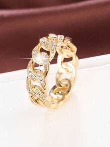 1pc Minimalist Chain Design Cubic Zirconia Women Ring - Multicolor - View 16