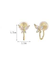 1 Par de pendientes de mariposa de cobre con circonita, de alta calidad y brillo, sin necesidad de perforación, adecuados para uso diario y como regalo festivo