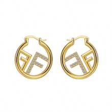 1件装字母F高端耳环轻奢小众设计优雅网红个性耳环新款耳扣耳环 - 字母F耳圈 - 查看 7