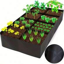 Upgraded And Thickened 8-Compartment Garden Bed Covers, 8-Compartment Garden Bed Covers, Durable/Weather-Resistant Rectangular Flowerpots, Indoor/Outdoor/Garden, Suitable For Growing Vegetables, Potatoes, Flowers And Other Horticultural Plants - màu đen - Xem 2