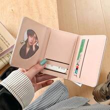 新款甜美蕾丝领带迷你钱包女式极具吸引力按扣三折卡包钱包钱包小钱包可爱女士钱包 - 黑色 - 查看 4