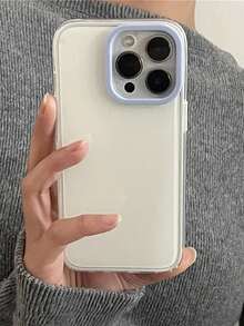 Carcasă de telefon cu design solid și lucios, culoare bloc, compatibilă cu 16, 15, 14, 13 Pro Max, cu efect de dopamină, dublă, rezistentă la șocuri - Alb și albastru - Vizualizare 4