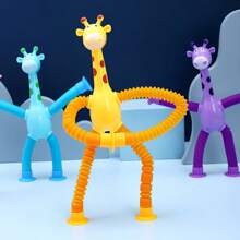 1pc Retractable Giraffe Suction Cup Toy, Cartoon Creative Educational Stress Relief Toy (Colors May Vary)