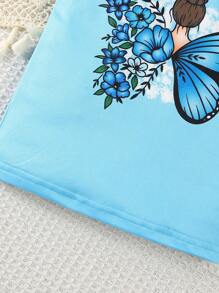 2pcs Toddler Kids Summer Casual Cute Butterfly Print Round Neck Tank Top + Shorts Set