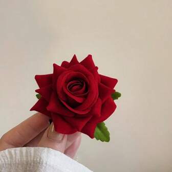 1pc Versatile French Romantic Rose Flower Brooch Hair Clip, Fashion Hair Accessory Claw Clips Hair Slide Hair Barrettes