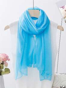 1 件女士优雅纯色网眼透明围巾，轻盈透气配饰 - 彩色 - 查看 24