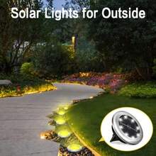 1/2/4/8 件户外太阳能暖光草坪灯，8 个 LED 太阳能地面灯，防水太阳能景观灯，温暖明亮的照明，适用于家居装饰、花园、小路、庭院、露台、走道、游泳池、游乐场户外照明 - 暖白色 - 查看 9