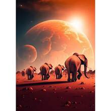 1 Stück Wandkunst Poster wahlweise mit Rahmen wilde Elefanten Sonnenuntergang Landschaft Elefant Tier Kunst Poster Leinwand Malerei Wandbilder Wohnzimmer Heimdekoration Leinwand, ohne Rahmen - Verschiedenfarbig - Übersicht 18