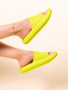 sandalia EVA mujer, sandalia ligera de plástico, chancla deportiva EVA,sandalia plana impermeable - Verde Lima - Ver 3