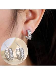 1 对简约心形精致女士耳环，百搭且