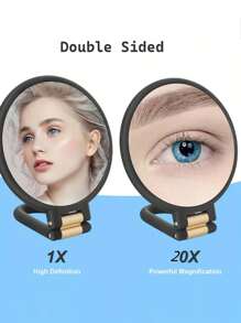 1PC Professional 30X Magnification Vanity Mirror | 360° Adjustable Handle & Foldable Base | Dual-Sided Travel Compact For Precision Makeup
