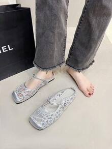 2025新款女士穆勒鞋，包头平底凉鞋，优雅法式一脚蹬低跟休闲拖鞋