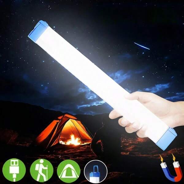 1 pieza Lámpara LED recargable por USB, iluminación para carpa de mercado nocturno, lámpara de suministro de energía móvil, luz de emergencia para el hogar con imán