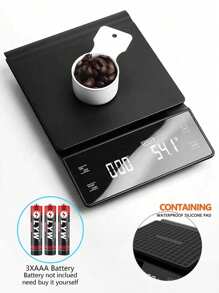 1 pieza Balanza digital LED para el hogar con temporizador, base impermeable, escala para cocina/hornear, pesar vegetales y frutas, botón táctil para cambio de unidades, para pesar té, utensilio de cocina (Pilas no incluidas) [Nueva Oferta de Cocina de Año Nuevo]