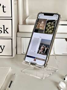 Transparent Simple Acrylic Phone Holder, Multifunctional Desktop Mobile Phone Holder With Protective Packaging, Creative Decoration & Charging, Anti-Slip Design, Suitable For Various Scenes,Suitable For Kitchens, Bedrooms, Living Rooms,Suitable For All Types Of Mobile Phones, Office And Study Essentials, Travel Essentials, Summer Beach Essentials, Student Back-To-School Supplies, Free Your Hands, Holiday Gifts, Party Gifts