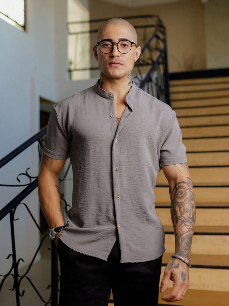 Men Shirts - Grey - View 1