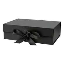 1 Piece Rigid Foldable Gift Box With Magnet And Bow, Gift Packaging Box, Perfect For Valentine's Day Birthday Gift - màu đen - Xem 1