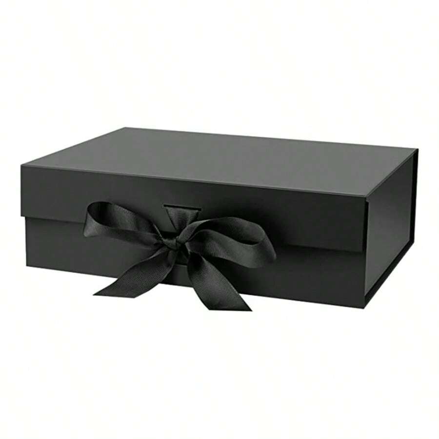 1 Piece Rigid Foldable Gift Box With Magnet And Bow, Gift Packaging Box, Perfect For Valentine's Day Birthday Gift - màu đen - Xem 1
