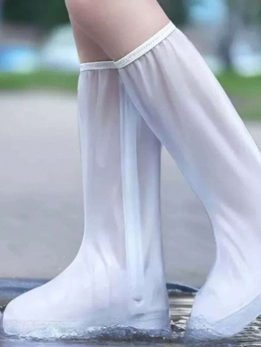 Tall Lace-Up Adjustable Waterproof Rain Shoe Covers, Foldable Anti-Sand Anti-Slip Thick Durable Overshoes For Outdoor Rainy Days