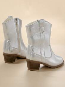 Kinder / Mädchen / Kinder Western Cowboy gestickte Spitze Zehen Low Heel Knöchel Mid Schaft Mode Stiefel