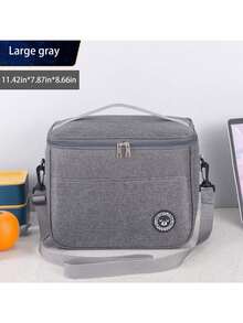 1pc Large Capacity Insulated Lunch Bag, Handheld With Shoulder Strap Thermal Lunch Box Bag, Thick Waterproof Bento Bag, Reusable Aluminum Foil Picnic Cooler Tote, Suitable For Teachers, Students, Office, Picnic, Hiking, Beach - Multicolor - View 10