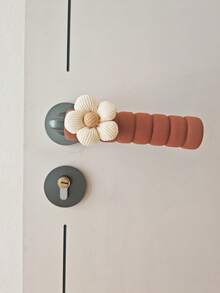 1/2 piezas Cubiertas de manijas de puerta con diseño floral marrón, protege la pared y la cerradura contra daños, antiestática, aislante, apta para uso con mano izquierda y derecha