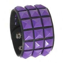 1pc Stylish Punk Multicolor Square Rivet Bracelet, Unisex Street Style Nightclub Halloween Accessory, Simple Leather Design To Showcase Personal Unique Character And Personalized - Multicolor - View 15