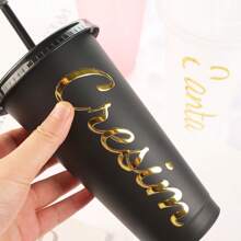 6 Peças Copo Sólido Personalizado de 710ml PP com Canudo, Copo de Bebida de Plástico para Festas, Praia, Dia das Mães, Lembrança de Casamento